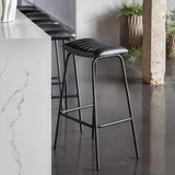 Libra Interiors Pair of Arthur Leather Bar Stools - Charcoal