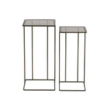 Libra Interiors Salzburg Set of 2 Side Tables - Glass & Metal