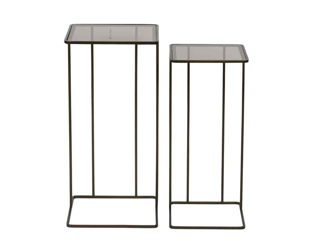 Libra Interiors Salzburg Set of 2 Side Tables - Glass & Metal