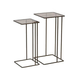Libra Interiors Salzburg Set of 2 Side Tables - Glass & Metal