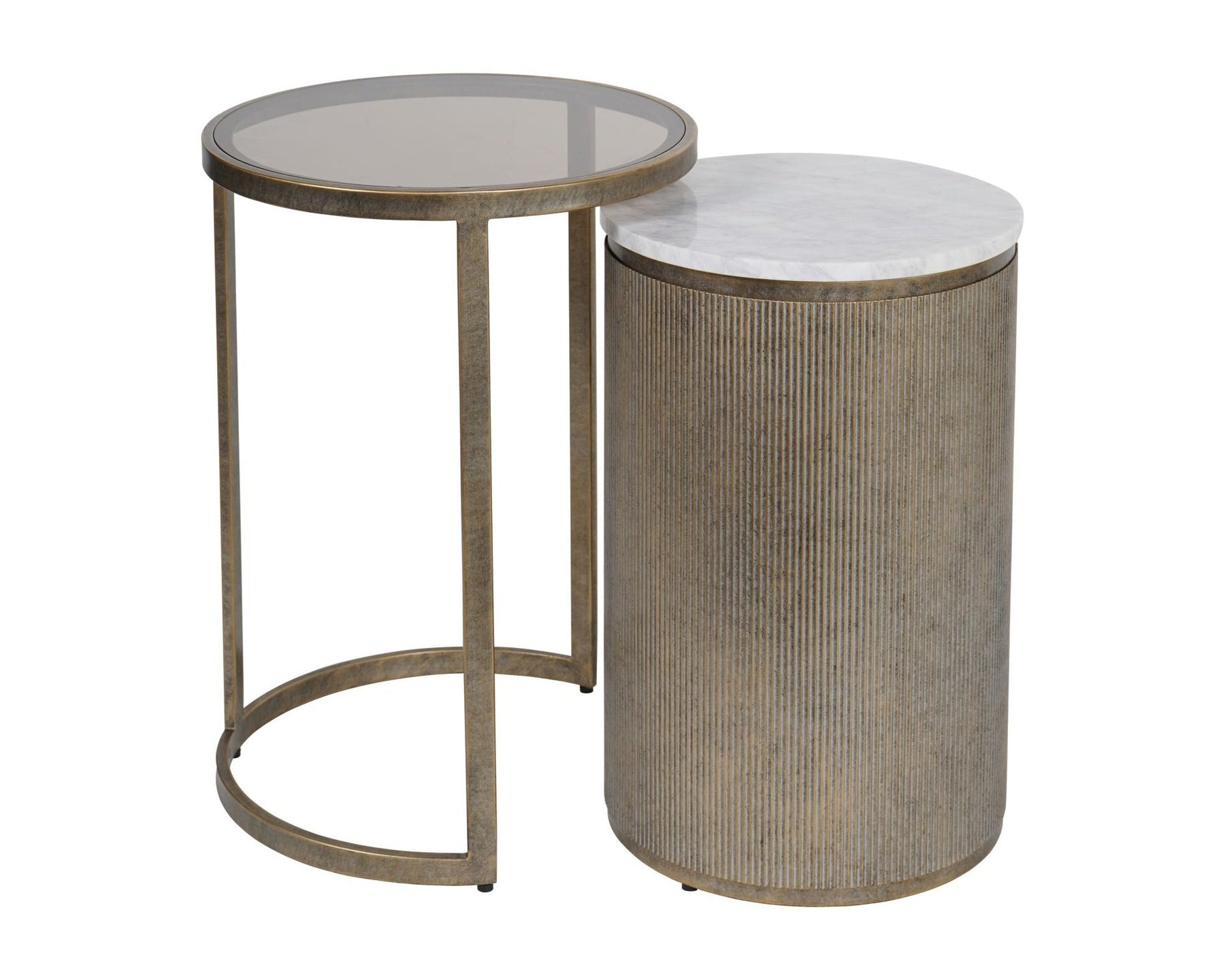 Libra Interiors Belvedere Set of 2 Nesting Side Tables - Aged Gold
