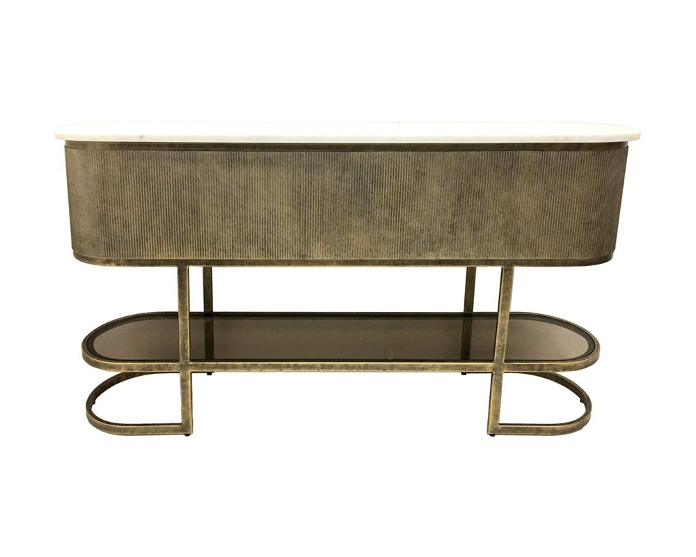 Libra Interiors Belvedere Gold Large Console Table with Shelf