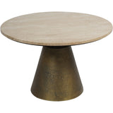 Libra Interiors Clifton Round Coffee Table - Antique Brass & Light Travertine