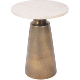 Libra Interiors Clifton Marble Side Table - Antique Brass & Light Travertine