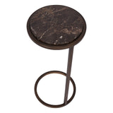 Libra Interiors Iota Accent Table - Brown Emperador Marble