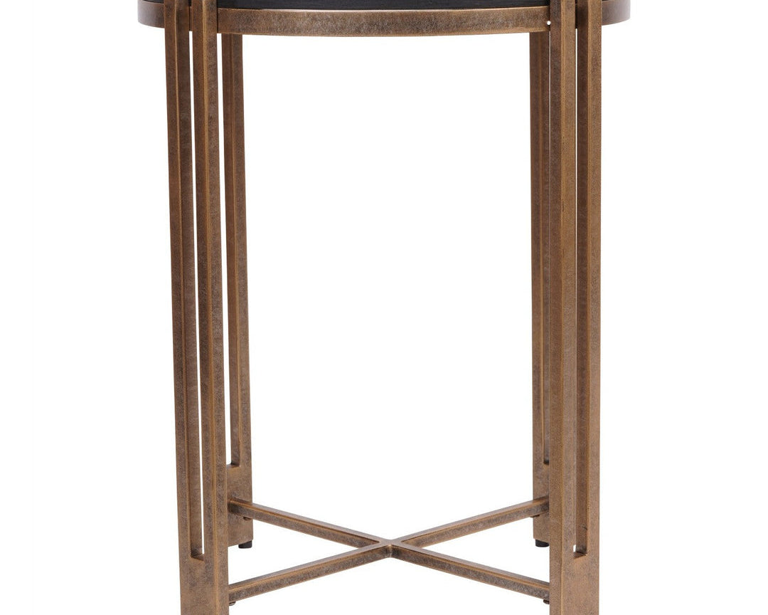 Libra Interiors Dalston Side Table - Black Wood & Champagne