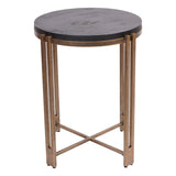 Libra Interiors Dalston Side Table - Black Wood & Champagne