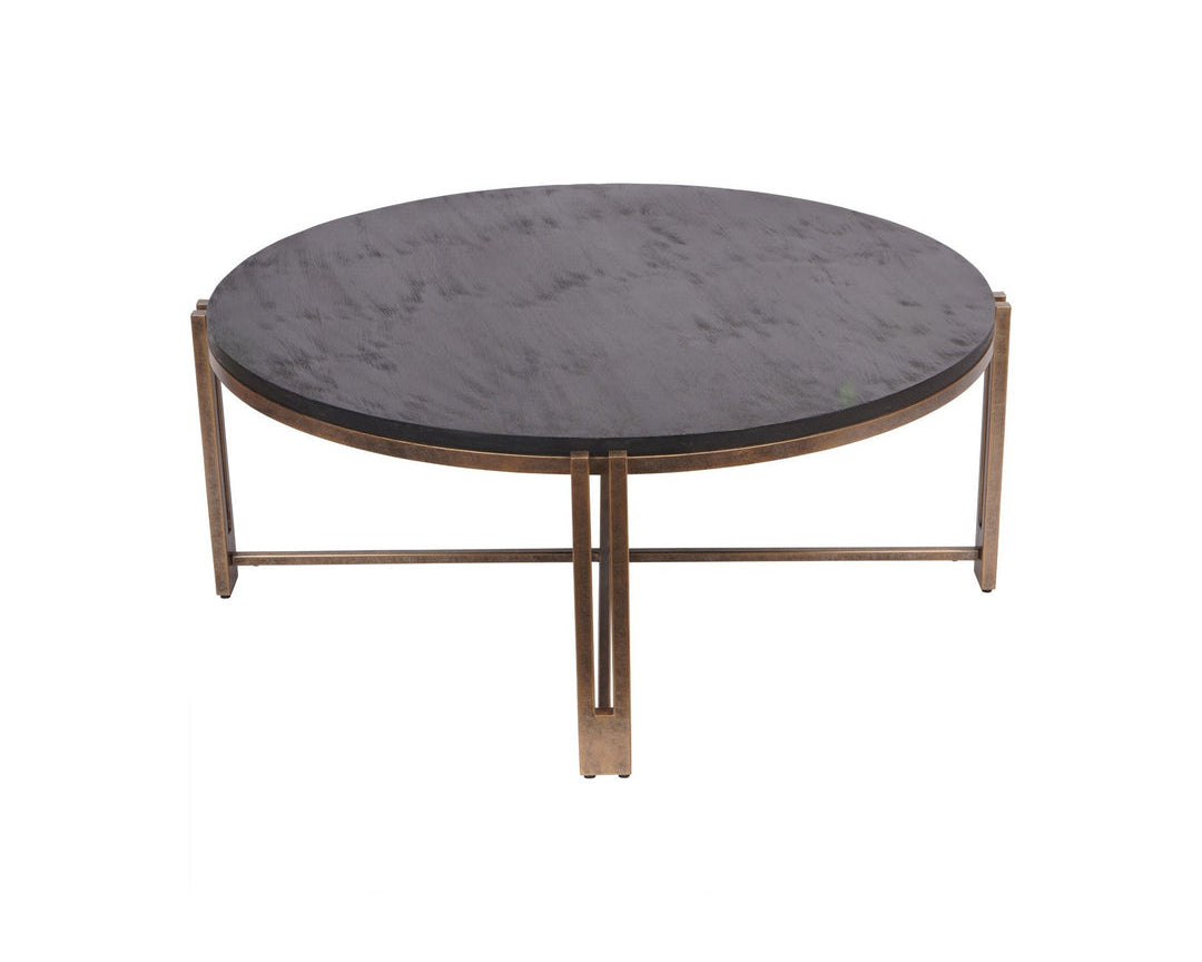 Libra Interiors Dalston Round Coffee Table - Black Wood & Champagne