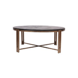 Libra Interiors Dalston Round Coffee Table - Black Wood & Champagne