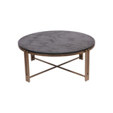 Libra Interiors Dalston Round Coffee Table - Black Wood & Champagne
