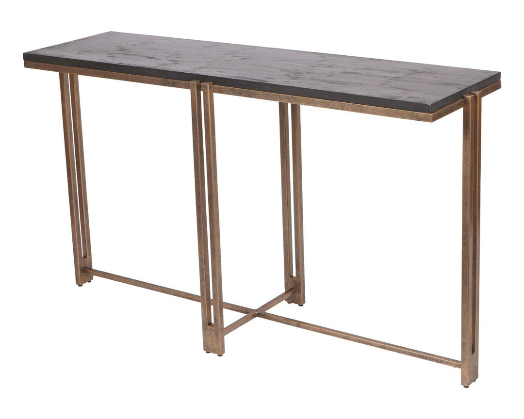 Libra Interiors Dalston Console Table - Black Wood & Champagne