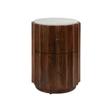 Libra Interiors Carmel Curved Wooden Two Drawer Bedside - Marble Top