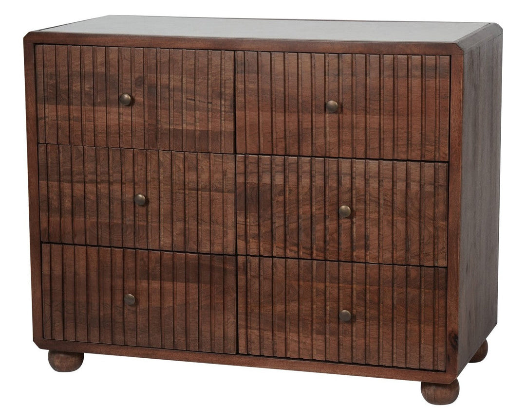 Libra Interiors Carmel Wooden 6 Drawer Chest - Marble Top