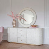 Libra Interiors Aspen Bone Inlay Round Mirror - 100cm