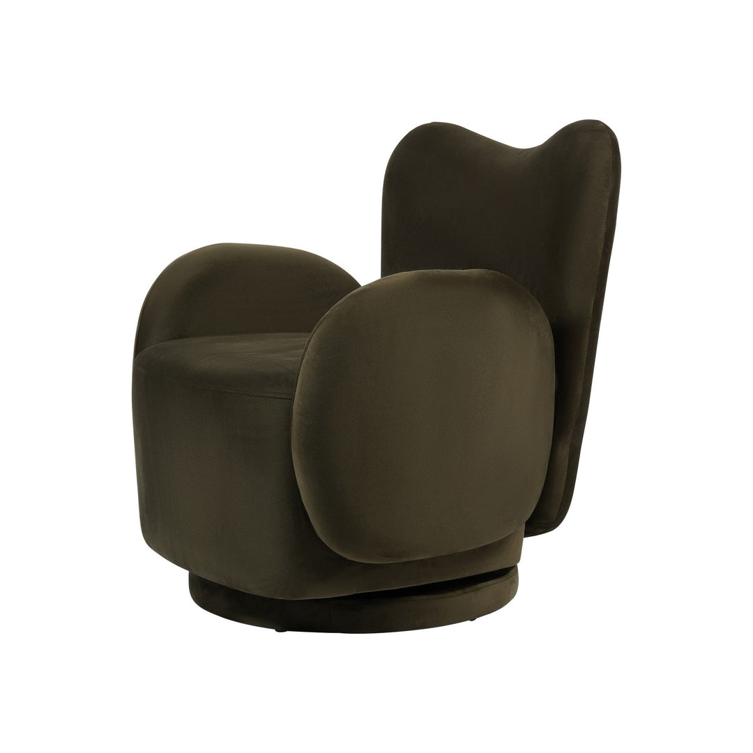 Libra Interiors Bingham Upholstered Swivel Chair - Velvet Green