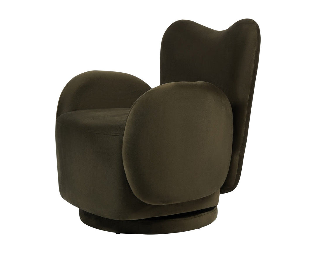 Libra Interiors Bingham Upholstered Swivel Chair - Velvet Green