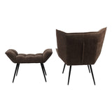 Libra Interiors Chrishall Occasional Chair with Footstool - Brown Velour