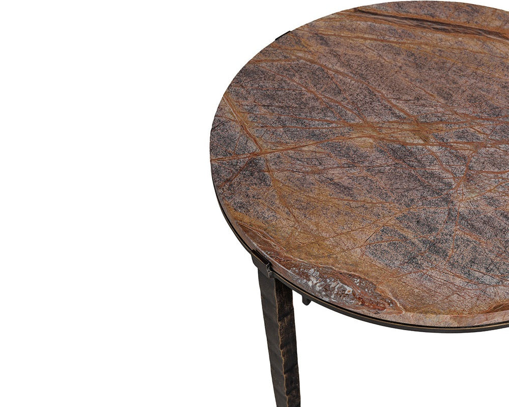 Libra Interiors Leo Marble Side Table - Forest Brown