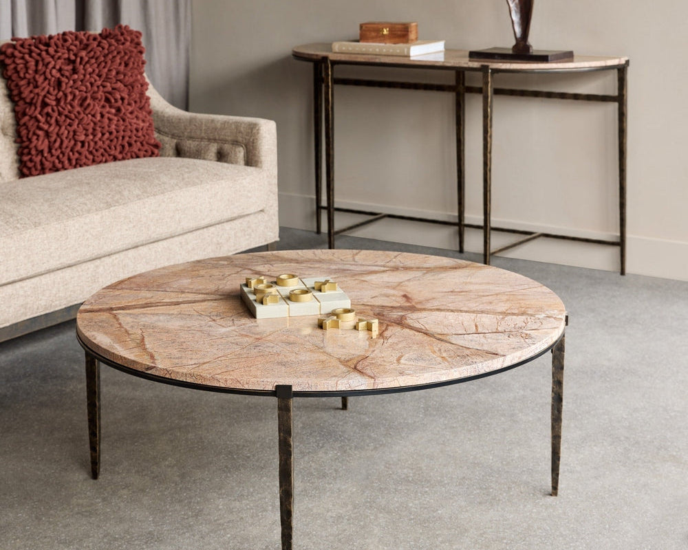 Libra Interiors Leo Marble Coffee Table - Forest Brown