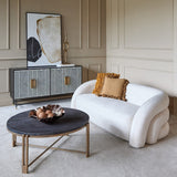 Libra Interiors Casa Velvet Upholstered Curved Two Seater Sofa - Cream