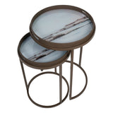 Libra Interiors Blurred Seascape Set of 2 Side Tray Tables