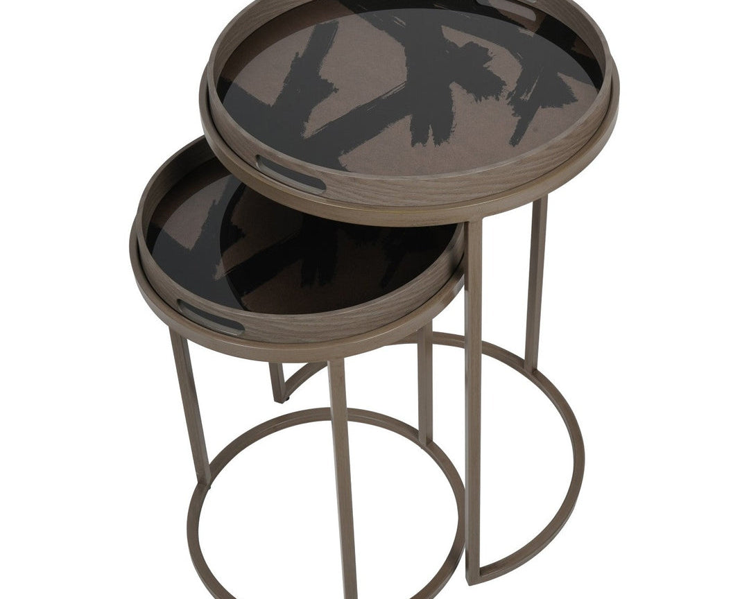Libra Interiors Impasto Brushstroke Set of 2 Tray Tables