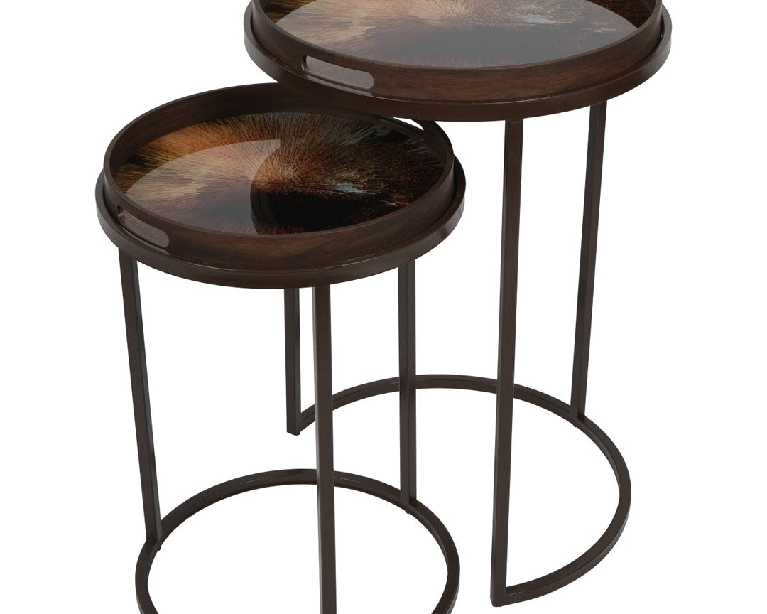 Libra Interiors Golden Burst Set of 2 Side Tray Tables