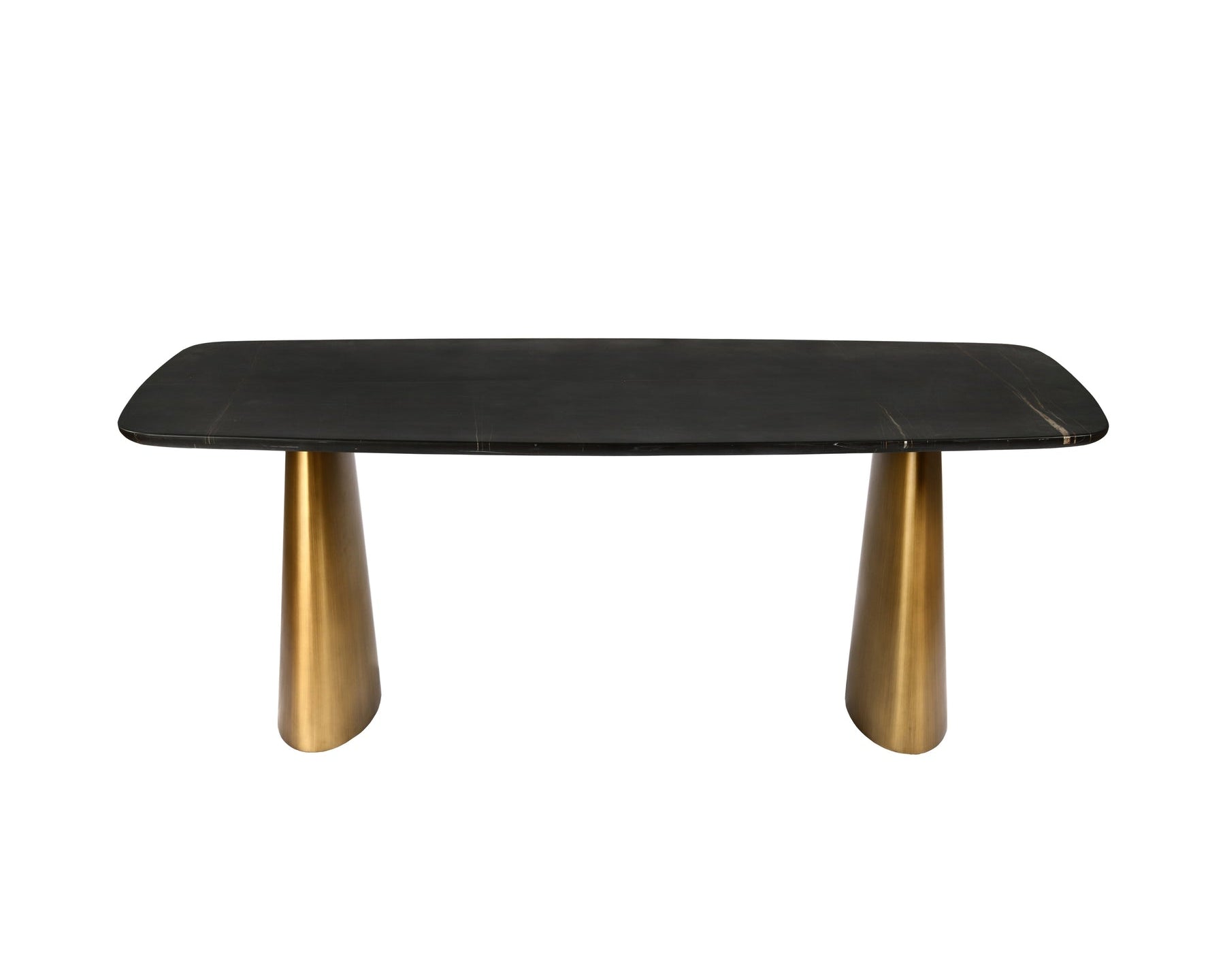 Libra Interiors Caldera Marble Rectangular Dining Table - Black & Brass