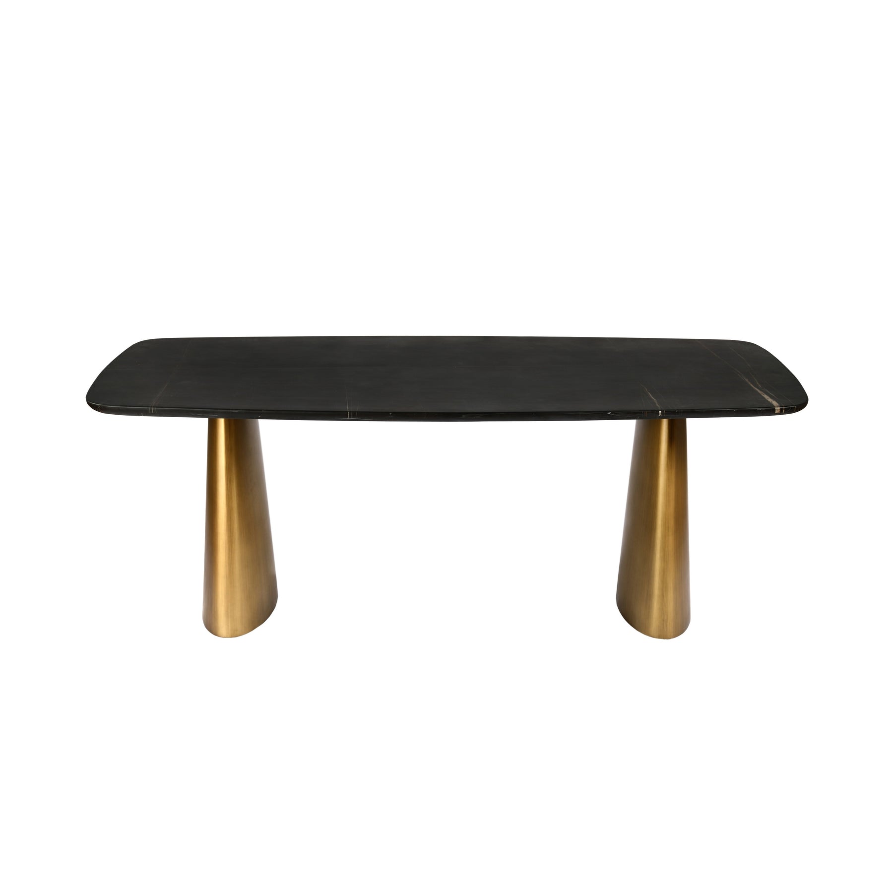 Libra Interiors Caldera Marble Rectangular Dining Table - Black & Brass