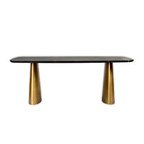 Libra Interiors Caldera Marble Rectangular Dining Table - Black & Brass