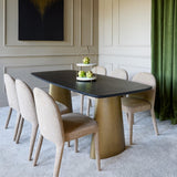 Libra Interiors Caldera Marble Rectangular Dining Table - Black & Brass