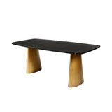 Libra Interiors Caldera Marble Rectangular Dining Table - Black & Brass