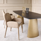 Libra Interiors Eska Carver Upholstered Dining Chair Wheat - Beige