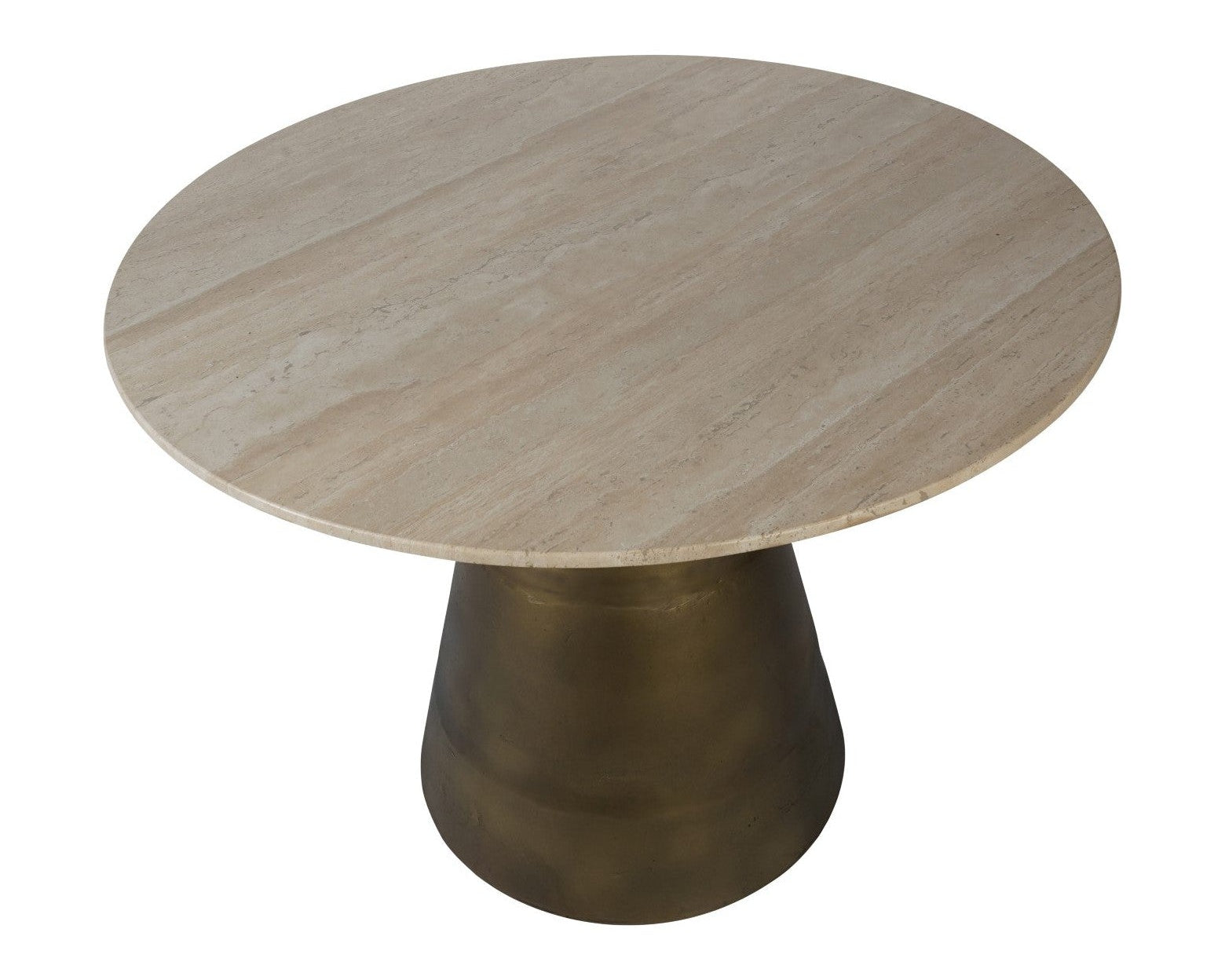 Libra Interiors Clifton II Light Travertine Round Dining Table - Brass