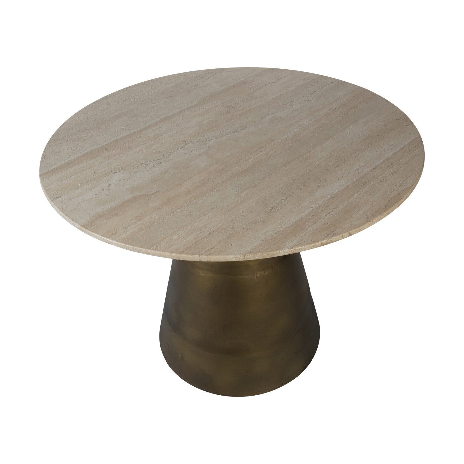 Libra Interiors Clifton II Light Travertine Round Dining Table - Brass