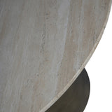 Libra Interiors Clifton II Light Travertine Round Dining Table - Brass