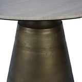 Libra Interiors Clifton II Light Travertine Round Dining Table - Brass