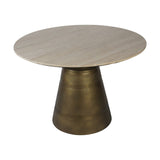 Libra Interiors Clifton II Light Travertine Round Dining Table - Brass