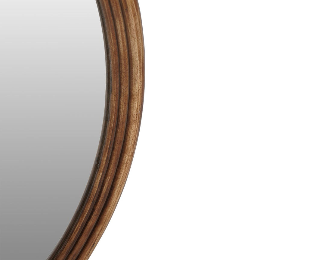 Libra Interiors Tilburg Round Wood Mirror - Brown