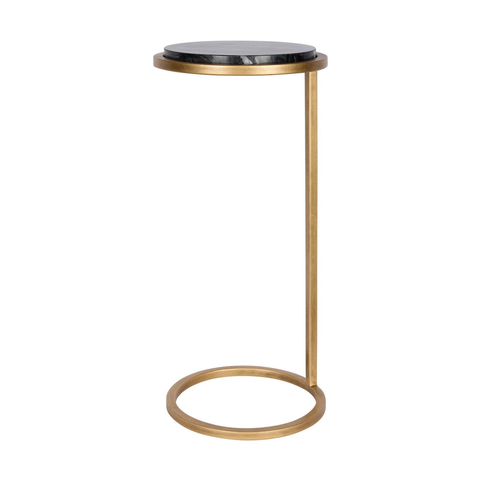 Libra Interiors Iota Accent Table - Black Marble & Gold