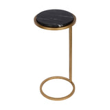 Libra Interiors Iota Accent Table - Black Marble & Gold