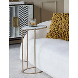 Libra Interiors Iota Oval Accent Table - White Banswara Marble