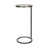 Libra Interiors Iota Accent Table - Grey Marble & Silver