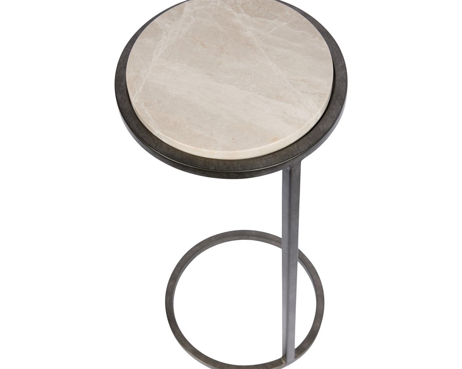 Libra Interiors Iota Accent Table - Grey Marble & Silver