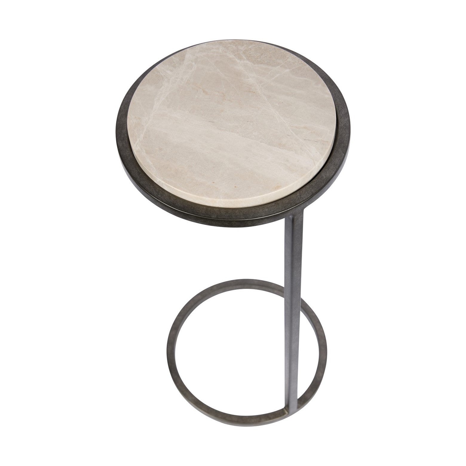 Libra Interiors Iota Accent Table - Grey Marble & Silver