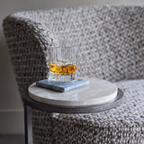 Libra Interiors Iota Accent Table - Grey Marble & Silver