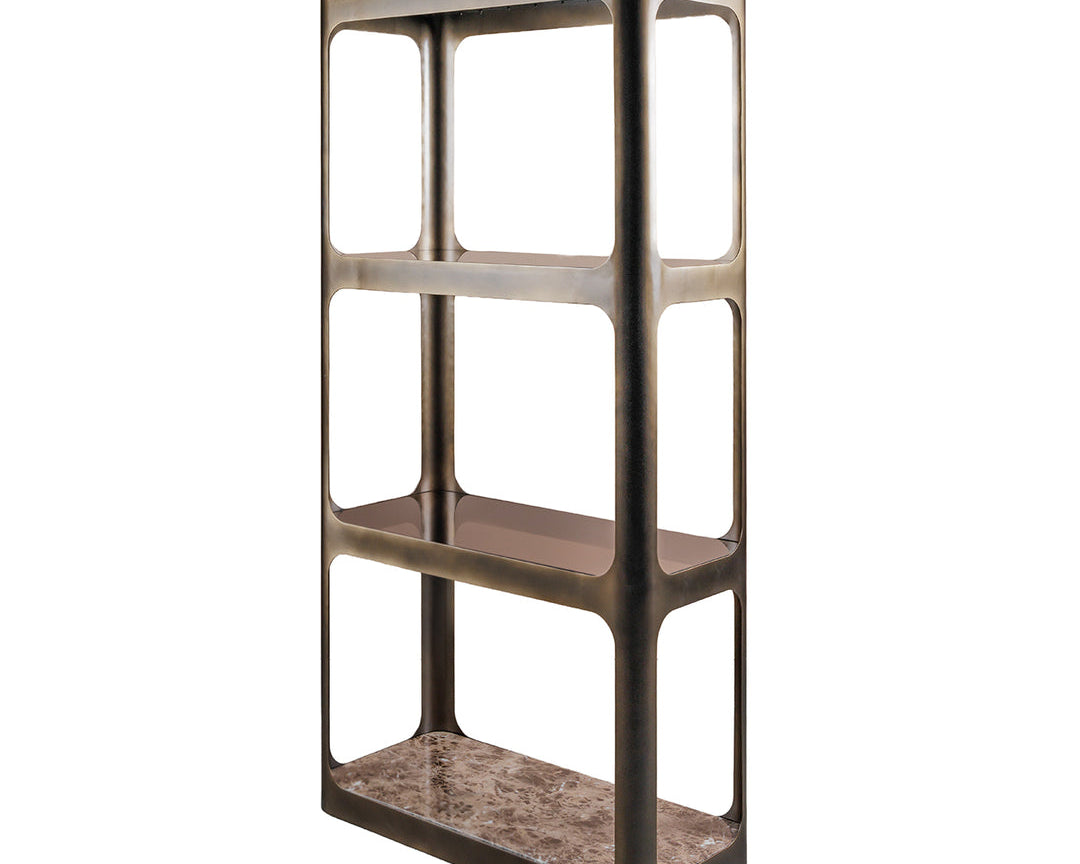 Libra Interiors Thorpe II Marble & Metal Shelving Unit - Smoked Bronze