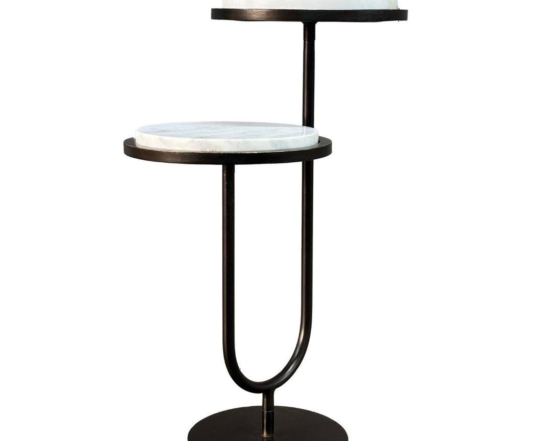 Libra Interiors Marco Accent Table - White Banswara Marble