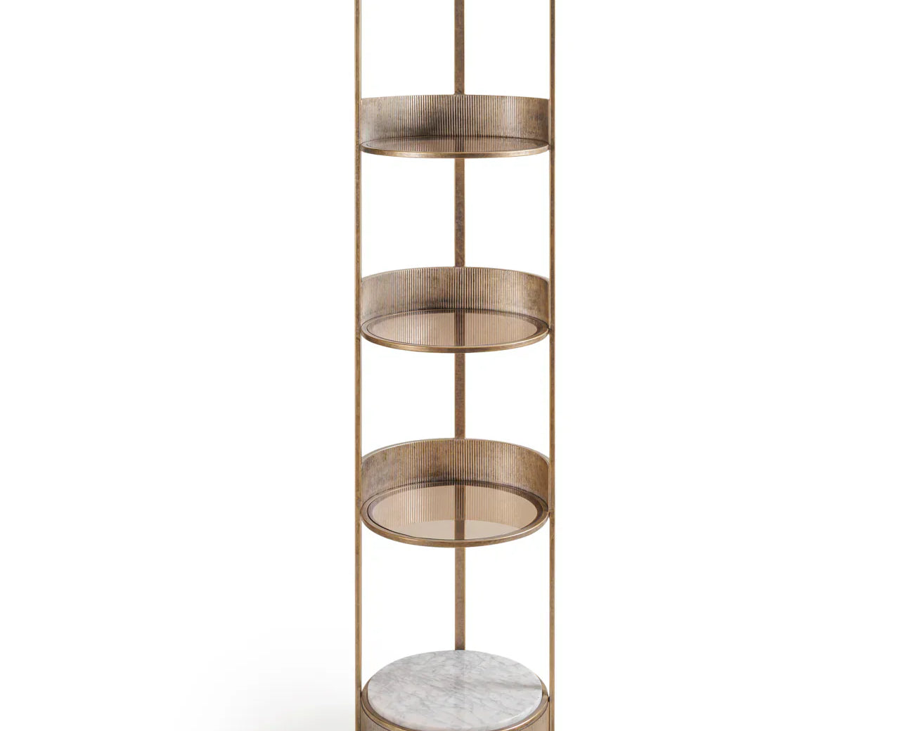 Libra Interiors Belvedere Round Shelving Unit - Aged Gold