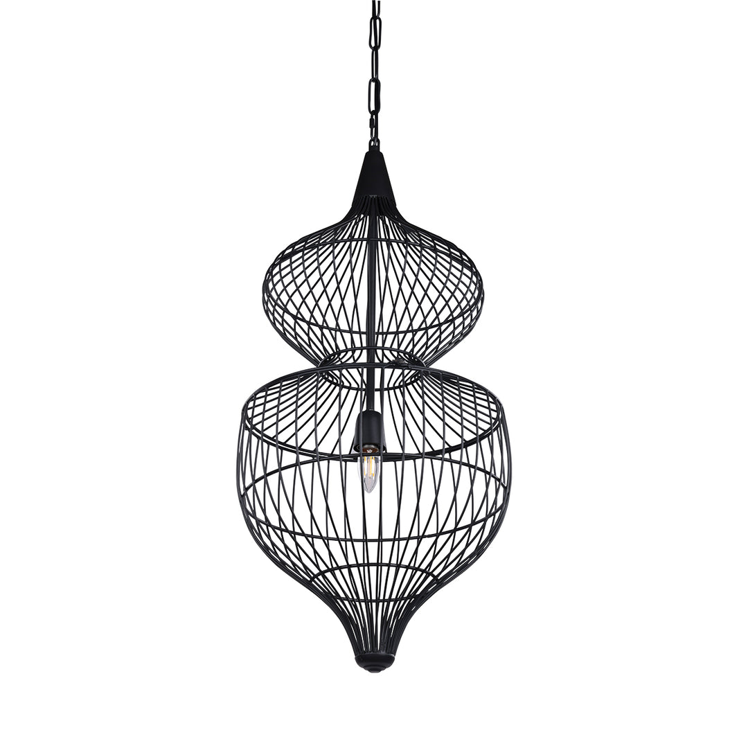 Libra Interiors Mira Hourglass Wire Pendant Light - Black